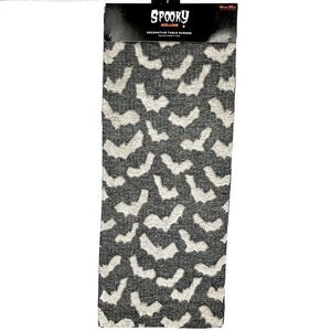 Table Runner 14" x 72" Halloween Bats Buffet Beaded Black Grey‎ Spooky Hollow